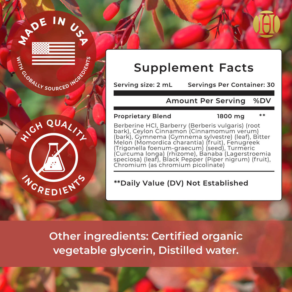 Berberine Liquid Drops - 1800mg - Extra Strength Tincture