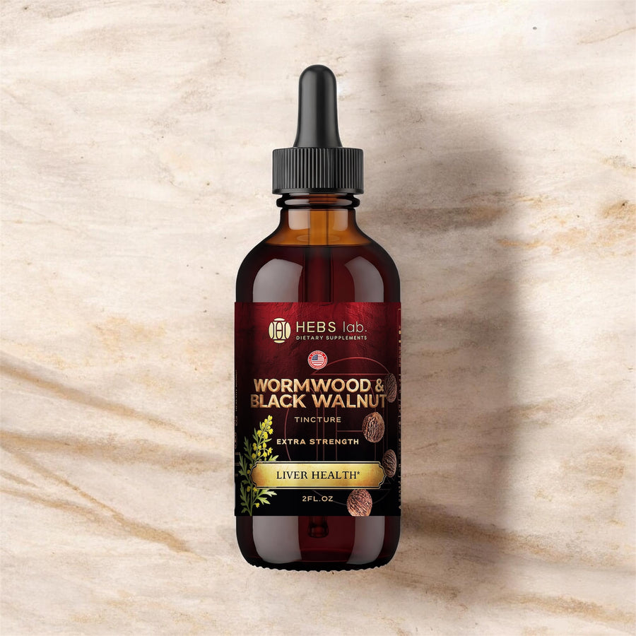 Wormwood & Black Walnut Tincture - Drops for Digestive Support and Gut Health