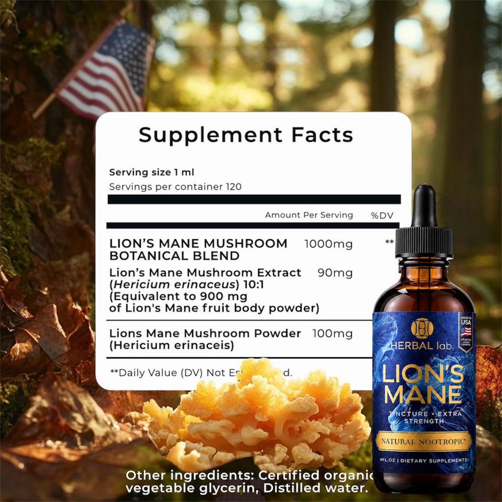 Lion's Mane Mushroom Tincture - Natural Nootropic - 120 Servings