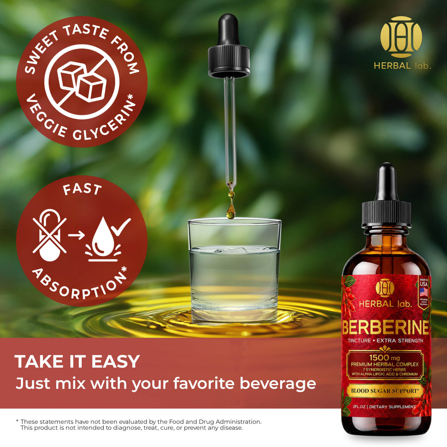 Berberine Liquid Drops with Alpha Lipoic Acid – 1500mg – Extra Strength Tincture