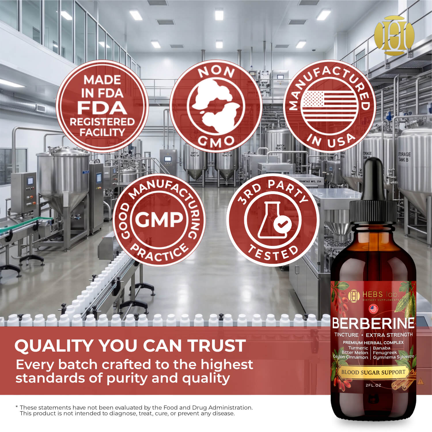 Berberine Liquid Drops with Alpha Lipoic Acid – 1500mg – Extra Strength Tincture
