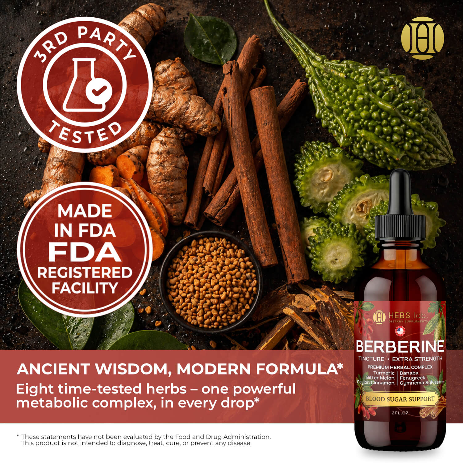 Berberine Liquid Drops with Alpha Lipoic Acid – 1500mg – Extra Strength Tincture