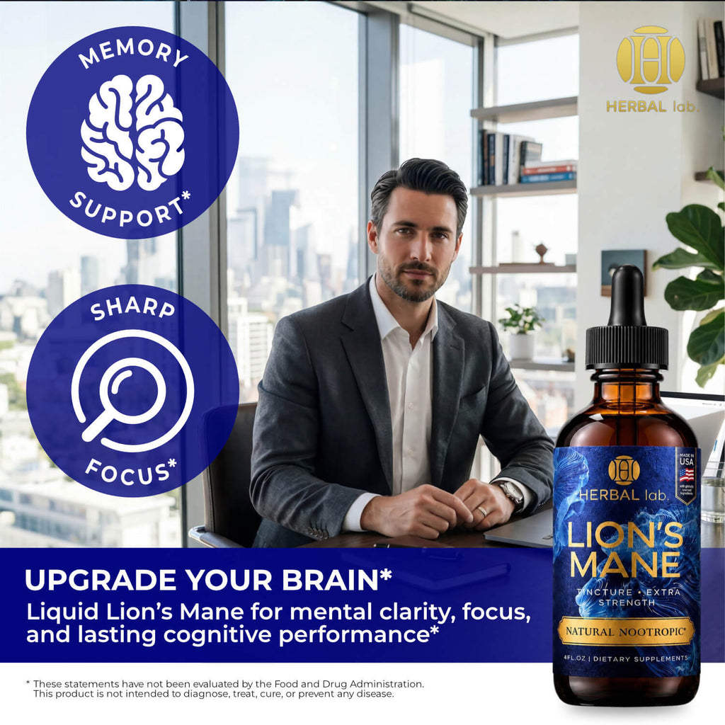 Lion's Mane Mushroom Tincture - Natural Nootropic - 120 Servings