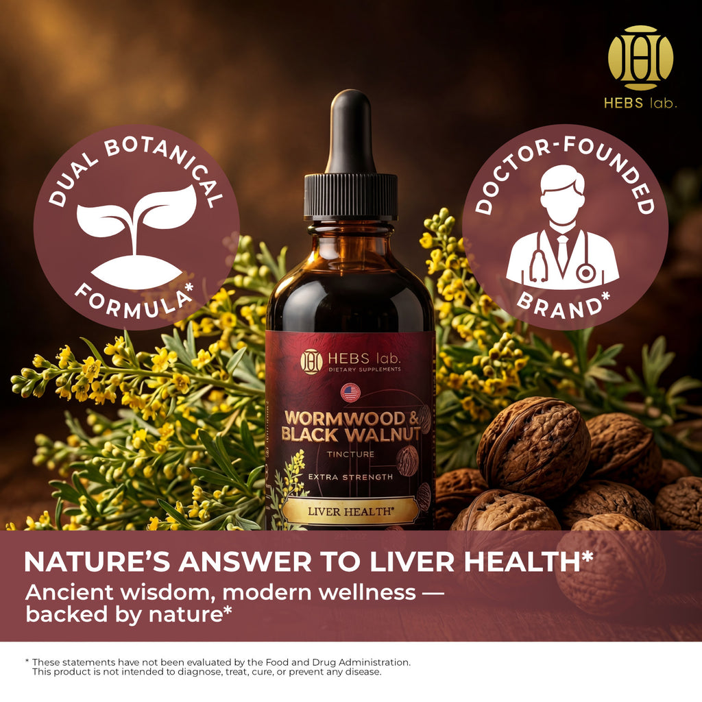 Wormwood & Black Walnut Tincture - Drops for Digestive Support and Gut Health